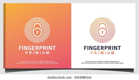 Fingerprint Lock Secure Security Logo Template