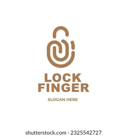 fingerprint lock security safe logo vector illustration icon