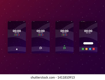 Fingerprint Lock Set on Smartphone with Security User Interface User Experience UI Vector Illustration