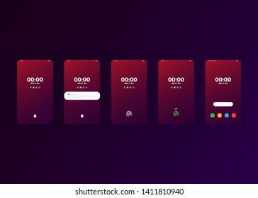 Fingerprint Lock Set on Smartphone with Security User Interface User Experience UI Vector Illustration