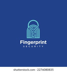 Fingerprint with lock sign inside personal data protection logo design vector icon