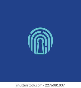 Fingerprint with lock sign inside personal data protection logo design vector icon