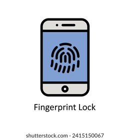 Fingerprint Lock   vector Filled outline icon style illustration. EPS 10 File