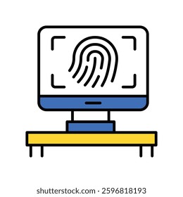 Fingerprint Lock vector filled outline icon. EPS 10 file