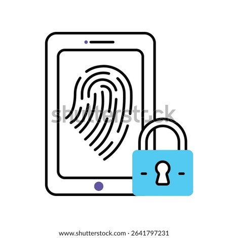 Fingerprint Lock Vector Filled outline illustration style icon. EPS 10 file