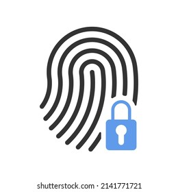 Fingerprint lock vector icon on white background