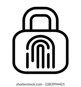 Fingerprint Lock Vector Line Icon Design