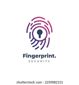 Fingerprint locked logo icon. Login padlock modern design for technology company web security.