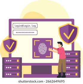 Inicio de sesión de huellas dactilares en la ilustración del sistema seguro
