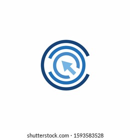 Fingerprint logo accompanied arrow concept