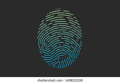 Fingerprint Logo. Colored fingerprint icon identification. Security and surveillance system element. Recognition biometric interface. Scanning fingerprints.