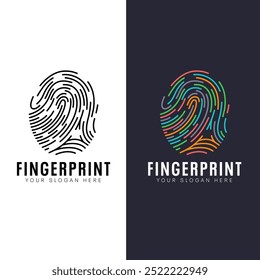 Fingerprint logo. Cyber security concept. Digital security authentication concept. Biometric authorization. Identification.vector illustration