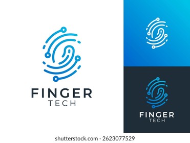 Logo-Design für Fingerabdrücke. Scanner-Sensorik, Sicherheit, Schutzsymbol, Vektorkonzept