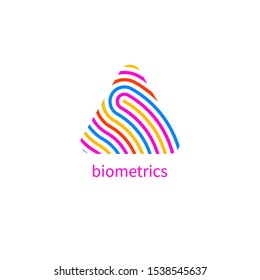fingerprint logo, finger print triangle icon, biometric digital security identity pattern, id vector pattern