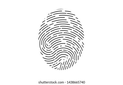 Fingerprint Logo. Fingerprint icon identification. Security and surveillance system element. Recognition biometric interface. Scanning fingerprints isolated on white background.