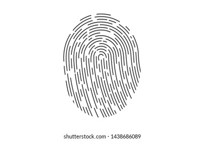 Fingerprint Logo. Fingerprint icon identification. Security and surveillance system element. Recognition biometric interface. Scanning fingerprints isolated on white background.