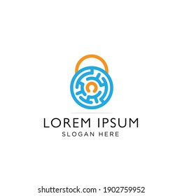 fingerprint logo idea padlock round symbol for modern security clean simple design for corporate security business vector template icon