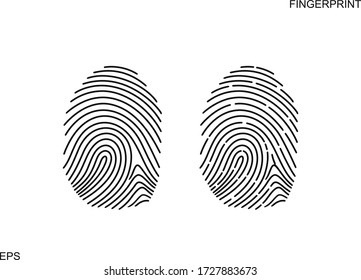 Fingerprint logo. Isolated fingerprint on white background