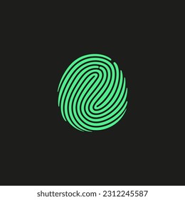 fingerprint logo on black background. Vector illustration