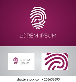 fingerprint logo template icon design elements with business card  