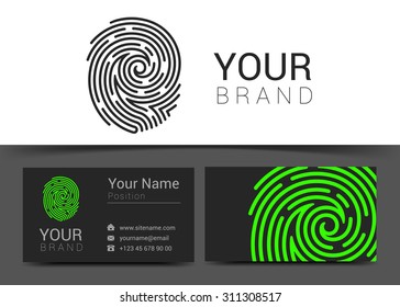 fingerprint logo template icon design elements with business card.