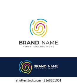 Fingerprint logo,fingerprint scan logo for business card identity.Vector logo and icon design.