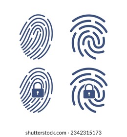 Icono de bucle de huellas digitales con signo de bloqueo. Concepto de protección de datos personales. Seguridad de la aplicación. Ilustración vectorial plana