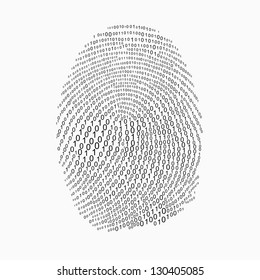 Fingerprint made with binary code, futuristic bionic concept