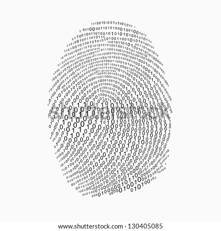 Fingerprint made with binary code, futuristic bionic concept