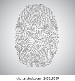 Fingerprint made by binary code, vector