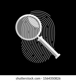 Fingerprint magnifying glass. Biometric authorization. Identification. id.