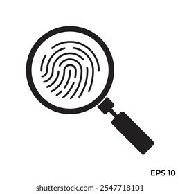 fingerprint magnifying glass flat icon vector