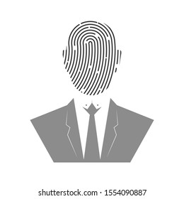 Fingerprint man or human silhouette. Digital security authentication concept. Biometric authorization. Identification. id