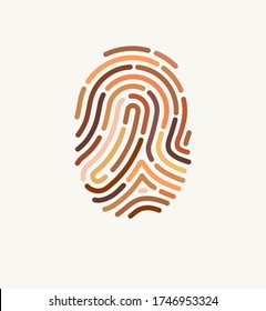 Fingerprint of many different skin tones. Illustration for diversity and unity. The concept of one human race. Poster design against racism. 