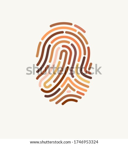 Fingerprint of many different skin tones. Illustration for diversity and unity. The concept of one human race. Poster design against racism. 