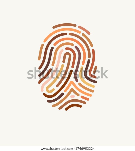 Fingerprint of many different skin tones. Illustration\
for diversity and unity. The concept of one human race. Poster\
design against racism.\
