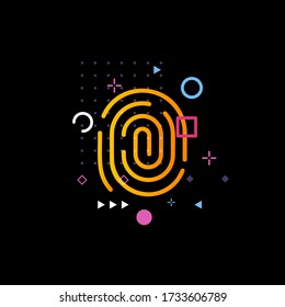 Fingerprint mapping logo. Thumbprint scanning. Biometric passport identification icon. Application authorization. Isolated device unlock sign. Personal data access vector illustration.