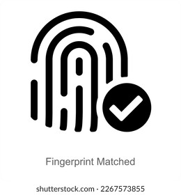 Coincidencia de huellas digitales y concepto de icono de coincidencia