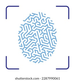 Macizo de huellas digitales con celdas únicas. Identificación biométrica de huellas digitales. identificación de seguridad en banca y tecnología. Vector simple aislado en fondo blanco