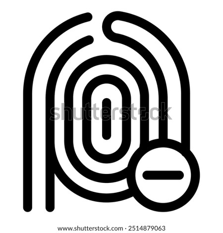 Fingerprint with a minus sign is representing the concept of denied access