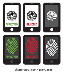 Fingerprint mobile technology set in vector