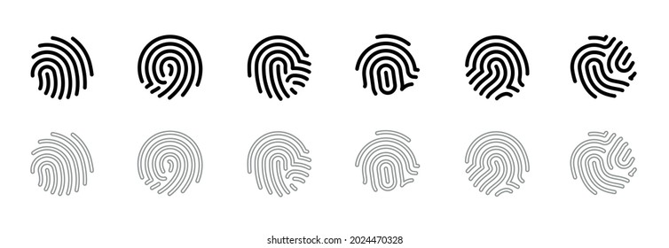 fingerprint modern icon set vector illustration, internet account security