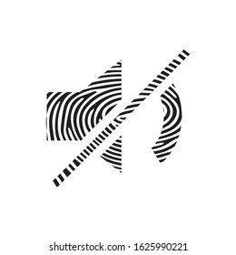 Fingerprint mute icon. Isolated thumbprint and fingerprint mute icon line style. Premium quality vector symbol drawing concept for your logo web mobile app UI design.