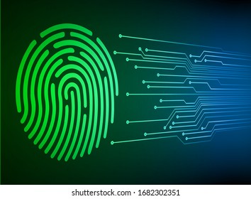Fingerprint network cyber security background. Closed Padlock