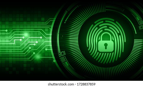 Fingerprint network cyber security background. Closed Padlock