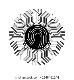 fingerprint, new technology, circuit icon. Element of fingerprint for mobile concept and web apps icon. Glyph, flat icon for website design and development, app development