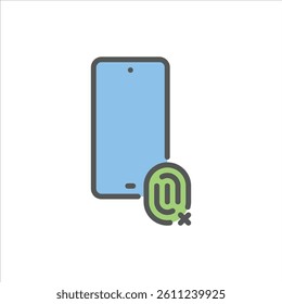 fingerprint not match filled outline icon. fingerprint error color line illustration.