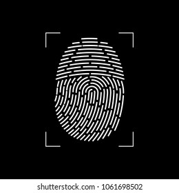 Fingerprint on black background. Vector illustration. Security system. Digital lock