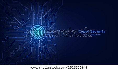 Fingerprint on circuit board. Privacy secure system and network protection technology. Cyber security technology futuristic background. Vector illustration design for banner and template.