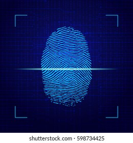 Fingerprint On Computer Technology Background. Vector  